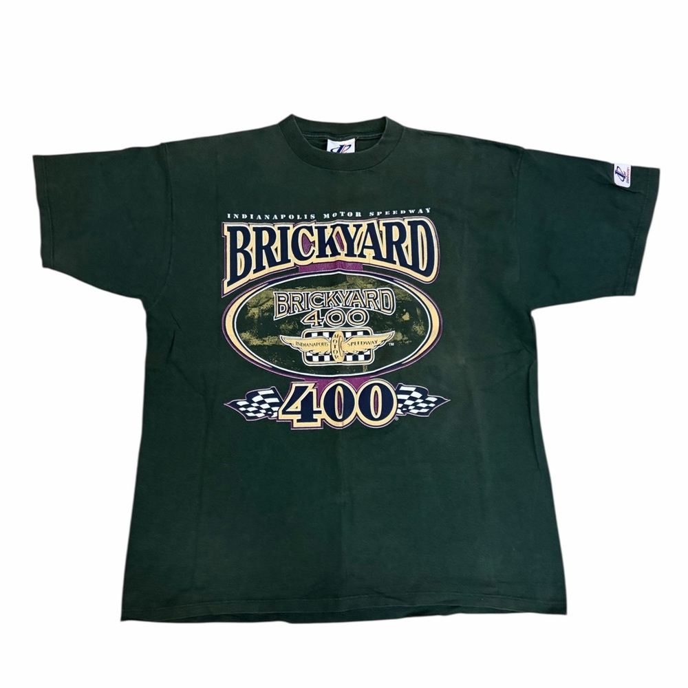 VTG Logo Athletic Brickyard 400 Racing Shirt Men’s XL Green 90s